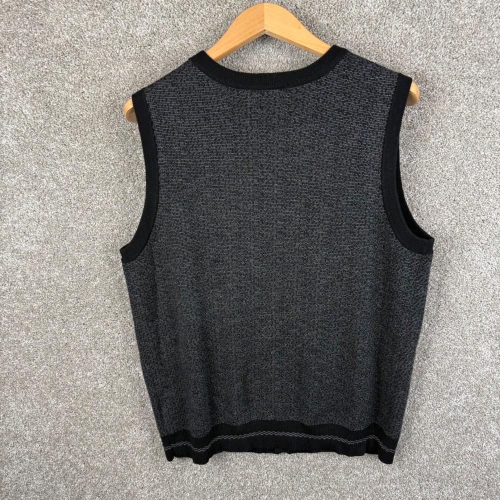 Turnbury Mens Size 42 100% Wool Cardigan Sweater Vest Charcoal Grey Black V-Neck - Picture 3 of 6